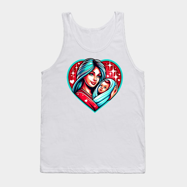 Mother's day, Motherhood Love Heart T-Shirt, Mom and Baby Graphic Tee, Mother's Day Gift, Colorful Mommy and Me Shirt Tank Top by Cat In Orbit ®